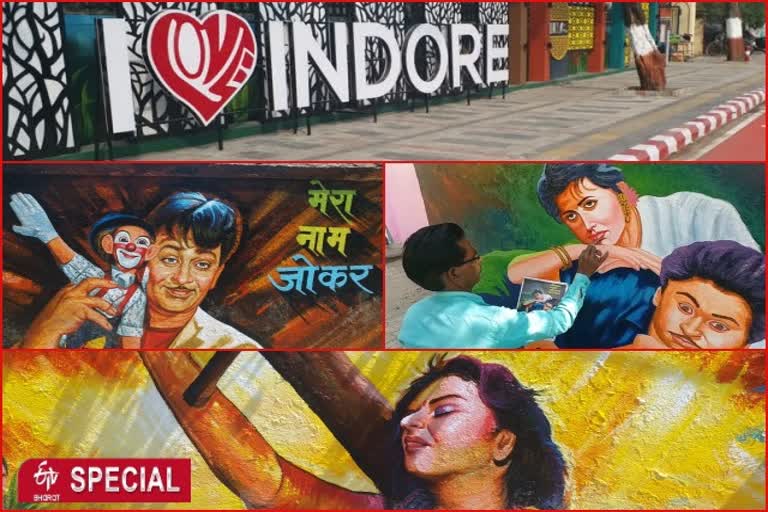 Pictures are being painted on the walls of Indore