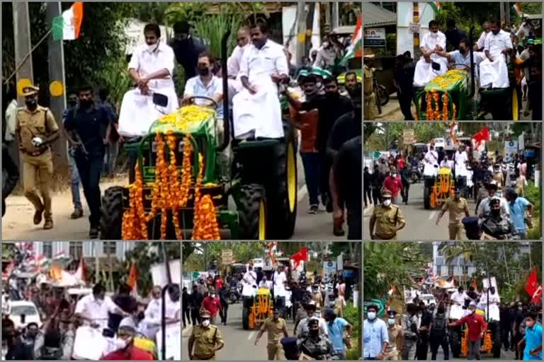 rahul gandhi tractor rally at wayanad  rahul gandhi  congress  farmers protest  രാഹുൽ ഗാന്ധിയുടെ ട്രാക്‌ടർ റാലി  വയനാട്  വയനാട് വാർത്തകൾ