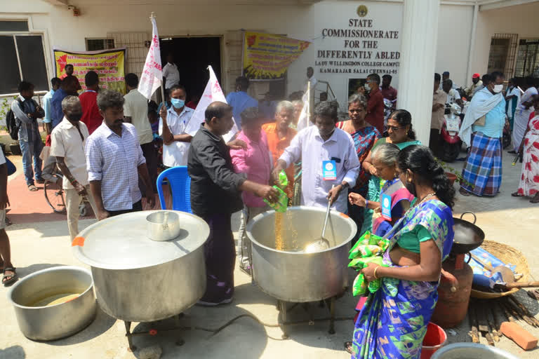 differently abled  people protest in chennai