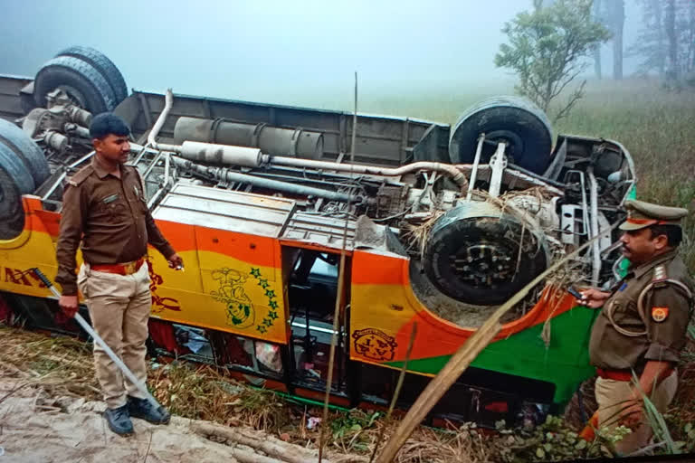 नेपाल जा रही बस दुधवा टाइगर रिजर्व में पलटी