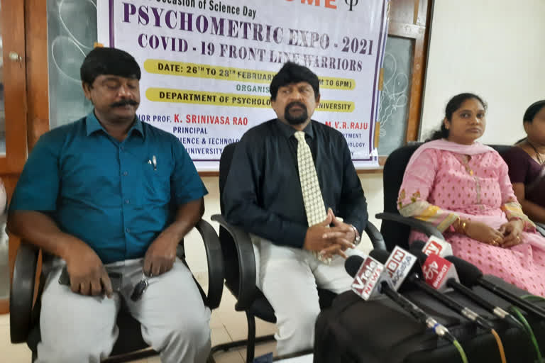 Head of the Department of Psychology Acharya MVR Raju press meet