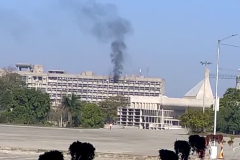 fire broke out Haryana Secretariat