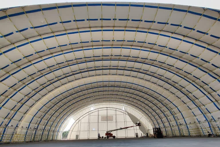 RUBBER SHED DESIGNED IN SHAMSHABAD AIRPORT FOR AIRPLANE REPAIRS IN HYDERABAD