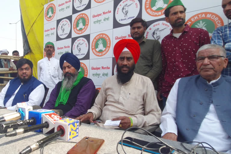 Joint Kisan Morcha press conference in Ghazipur border in Ghaziabad