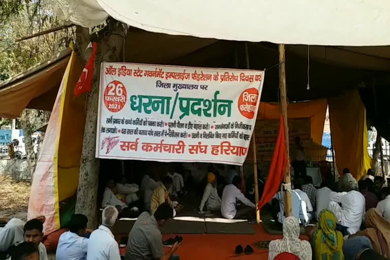 sarv karmchari sangh protest fatehabad