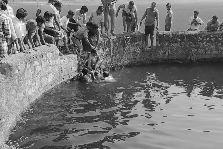 An insane young man fell into a well and died