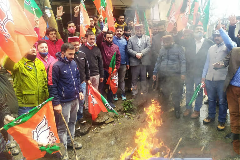 BJP holds protest rally in Chaupal Bazar