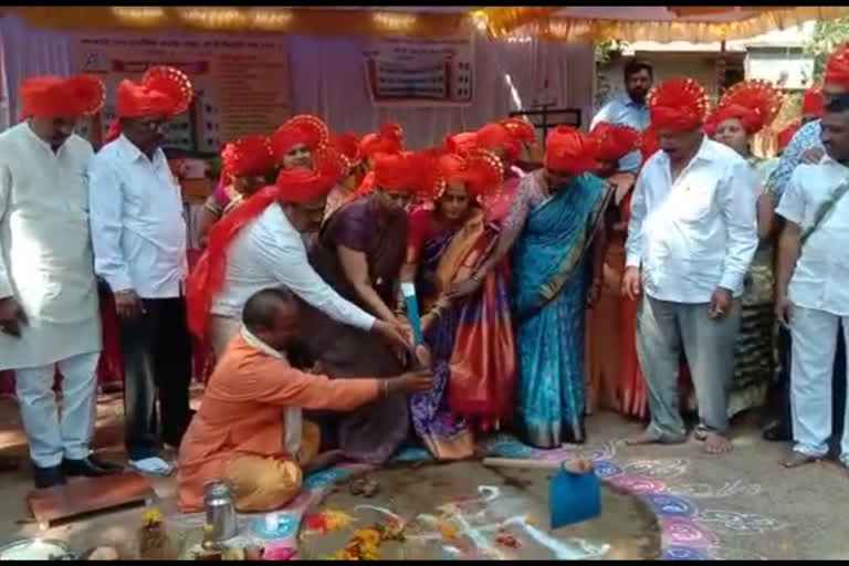 MLA laxmi Hebbalkar lays foundation stone for Marati School at Kangarali B.K