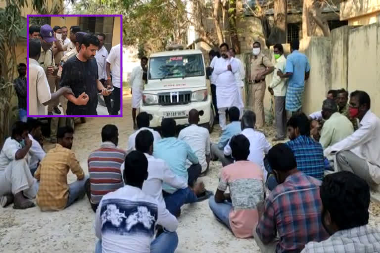 tdp cadre protest at punganuru against party mandal president arrest