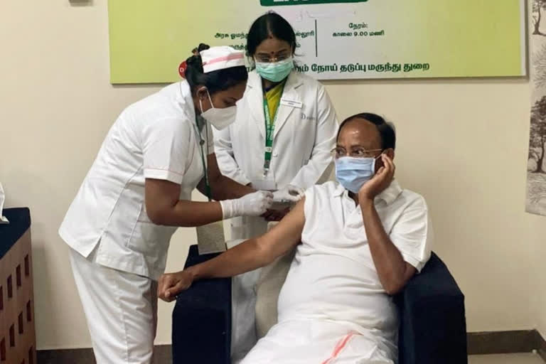 VP M Venkaiah Naidu takes 1st dose of COVID-19 vaccine in Chennai