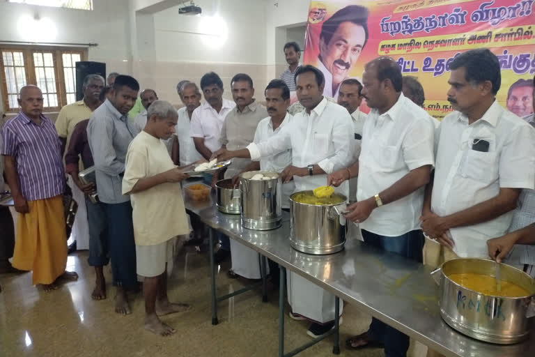 dmk leader Stalin birthday celebration at Coimbatore orphanage