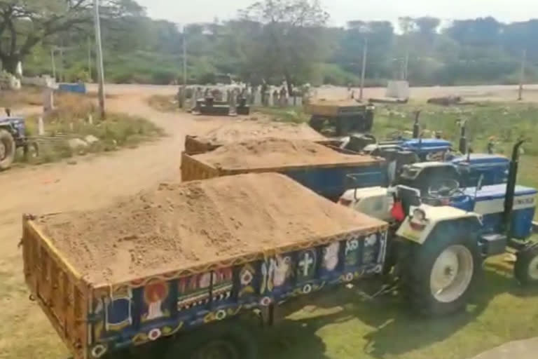 Seize 30 tractors moving sand illegally in warangal rural district