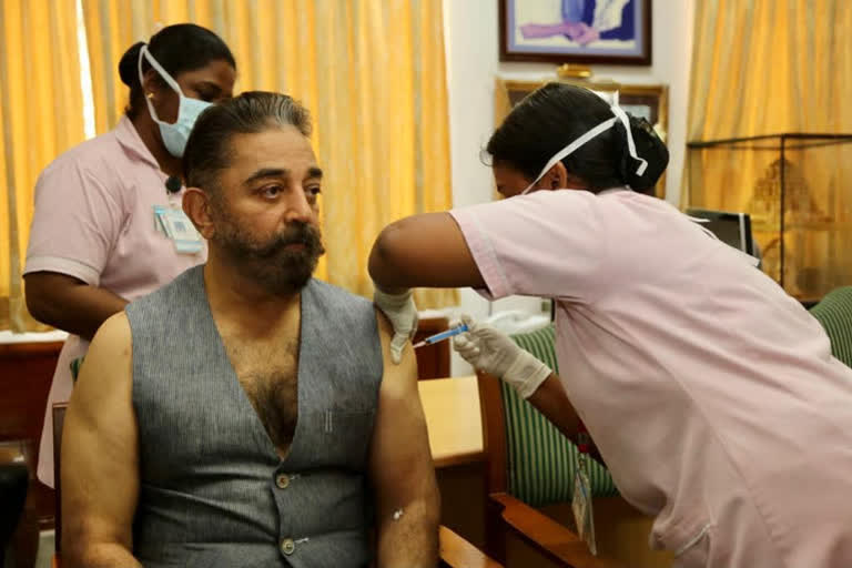 Actor-politician Kamal Hassan receives Covid-19 vaccine shot