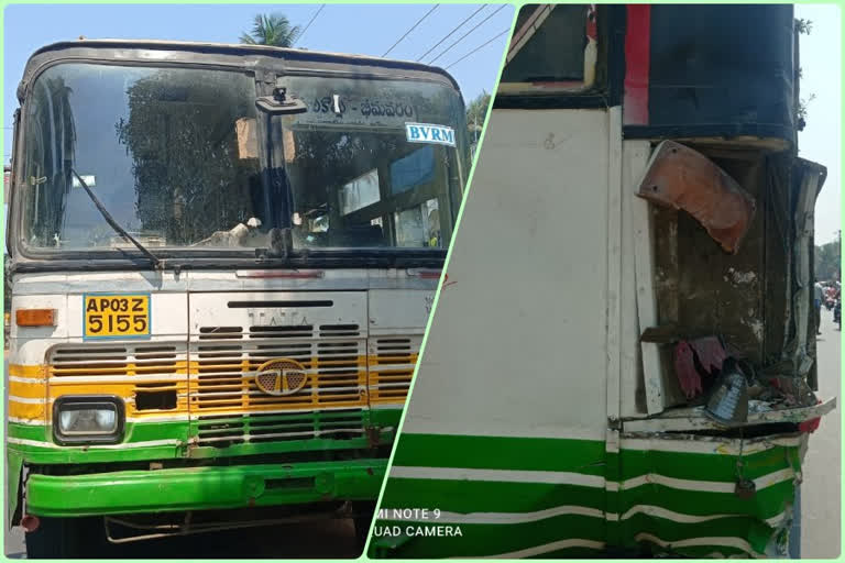 a lorry hit a rtc bus at razole