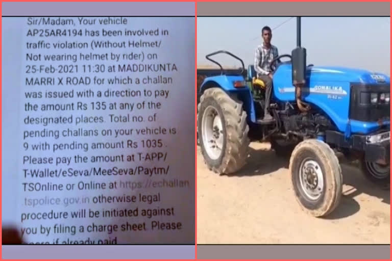 The tractor driver was fined for not having a helmet