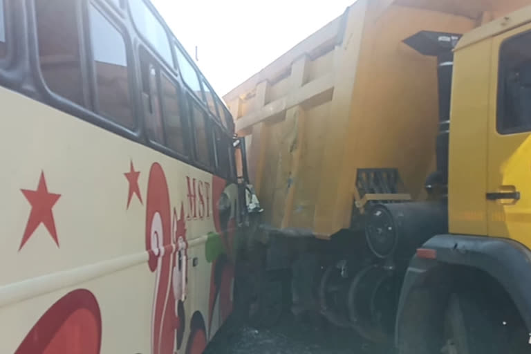 Clash between bus and dumper