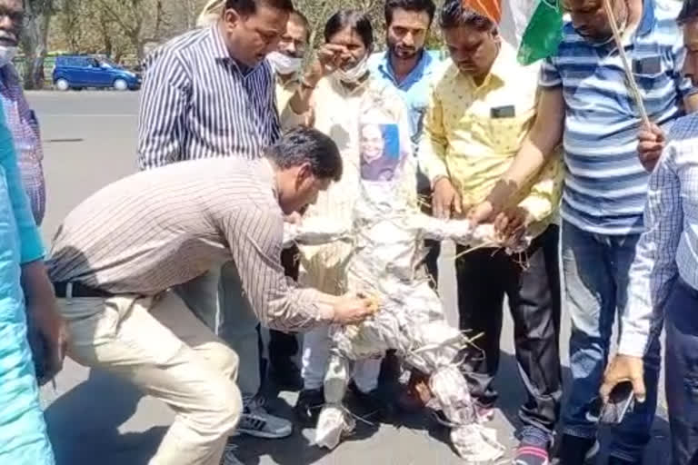 Congress burnt minister Sarang's effigy