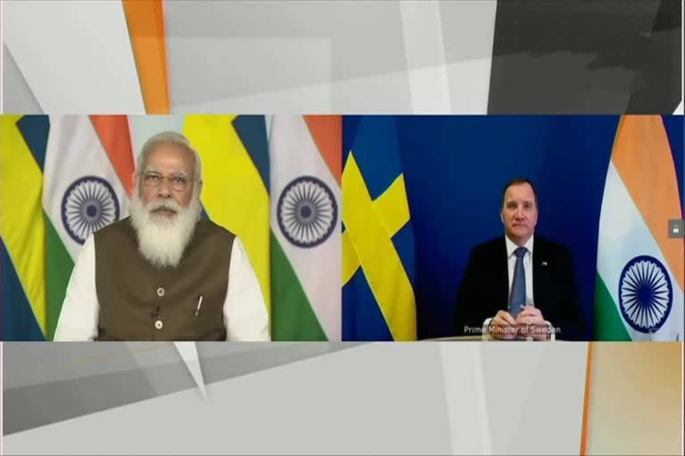 Modi at virtual summit with Swedish PM