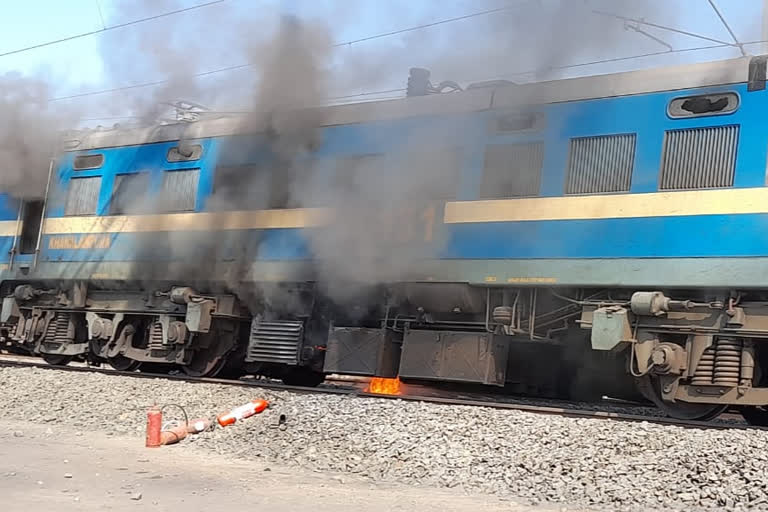 major fire in the engine of a freight train