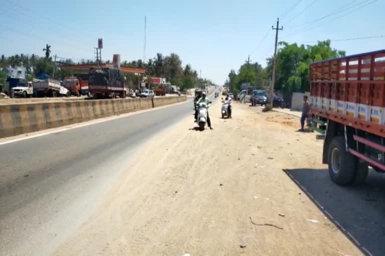 heavy Sand on the National Highway of chamrajnagara