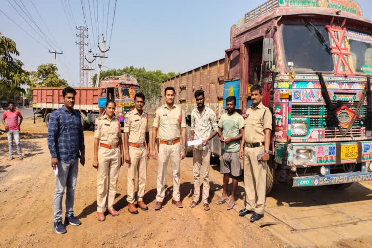 Police have seized six heavy sand lorries in Bhupalpally town