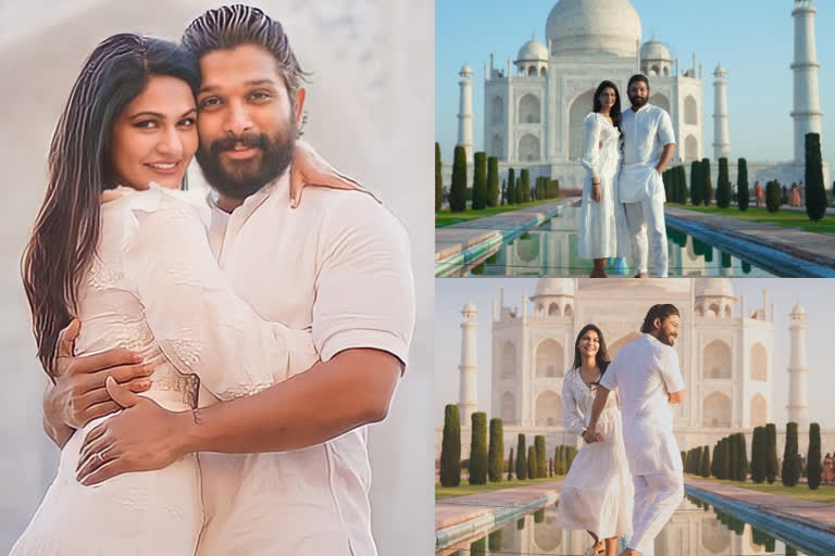 Telugu star Allu Arjun celebrates anniversary at Taj Mahal with wife Sneha  വിവാഹ വാര്‍ഷികം ആഘോഷിച്ച് അല്ലു അര്‍ജുനും പ്രിയതമയും  വിവാഹ വാര്‍ഷികം ആഘോഷിച്ച് അല്ലു അര്‍ജുന്‍  അല്ലു അര്‍ജുന്‍ വാര്‍ത്തകള്‍  അല്ലു അര്‍ജുന്‍ സിനിമകള്‍  Allu Arjun celebrates anniversary at Taj Mahal with wife Sneha  Allu Arjun celebrates anniversary news