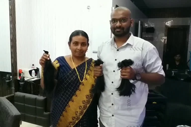 a young man donated hair for cancer patients in nalgonda district