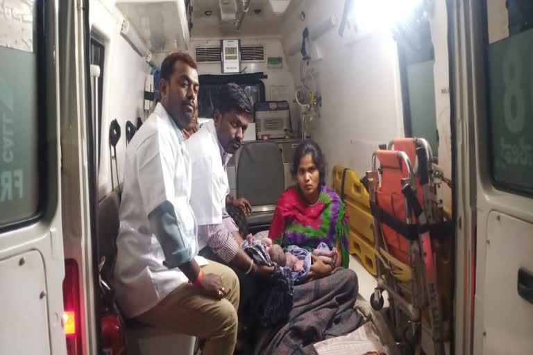 A woman who gave birth to twins in an ambulance