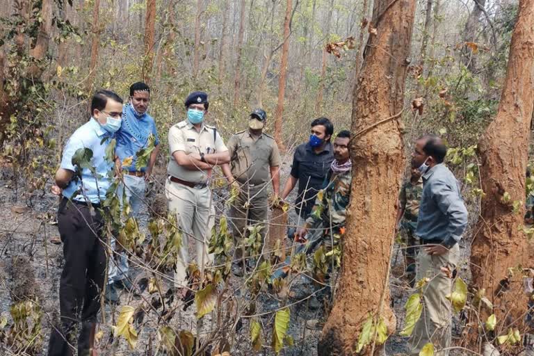 similipal fire burn, mayurbhanj collector and SP visit in spot