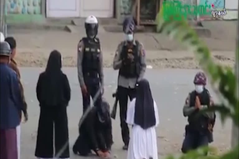 Nun kneels before security forces in bid to quell violence in Myanmar