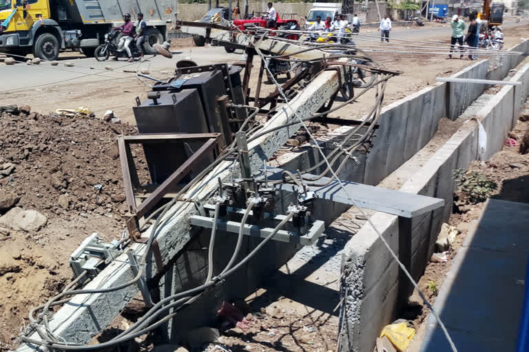 Electrical pole collapse during Road repair work