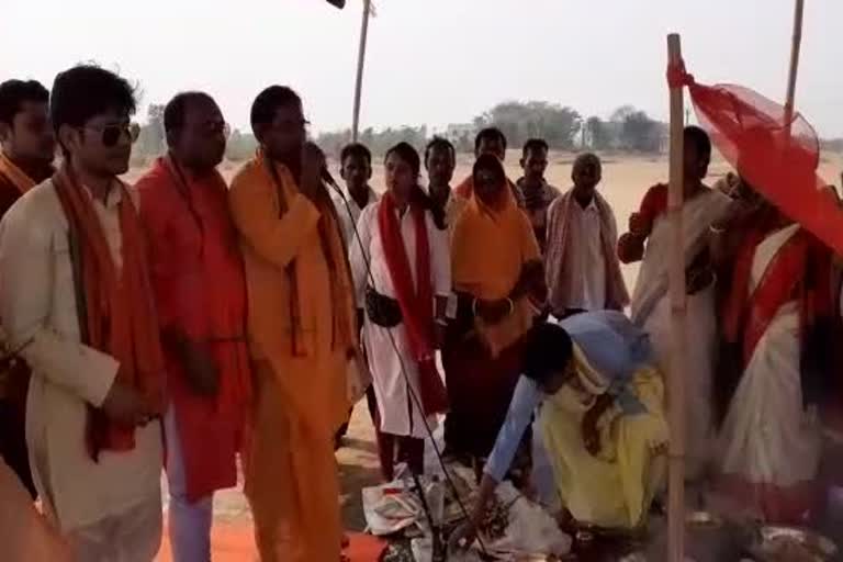 Bhumipuja of BJP at Narendra Modi meeting ground in Purulia