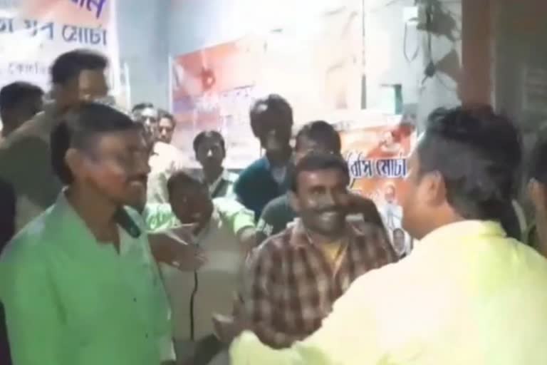 trinamool candidate visits bjp party office during election campaigning