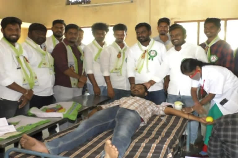 Blood donation camp set up under the Telangana Jagriti in Mancherial district