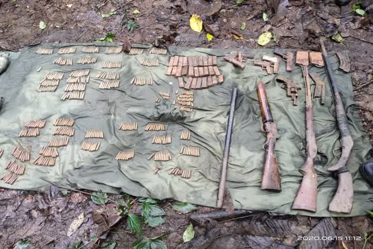 indo-bhutan-border-huge-cache-of-arms-and-ammunition-recovered-in-chirang