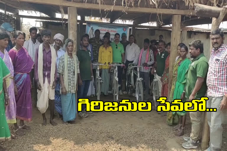 Distribution of bicycles to Kursiguda tribals by rabin hud ngo  in kumuram bheem asifabad district