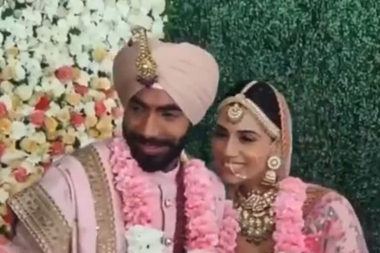 Jasprit Bumrah and Sanjana Ganesan