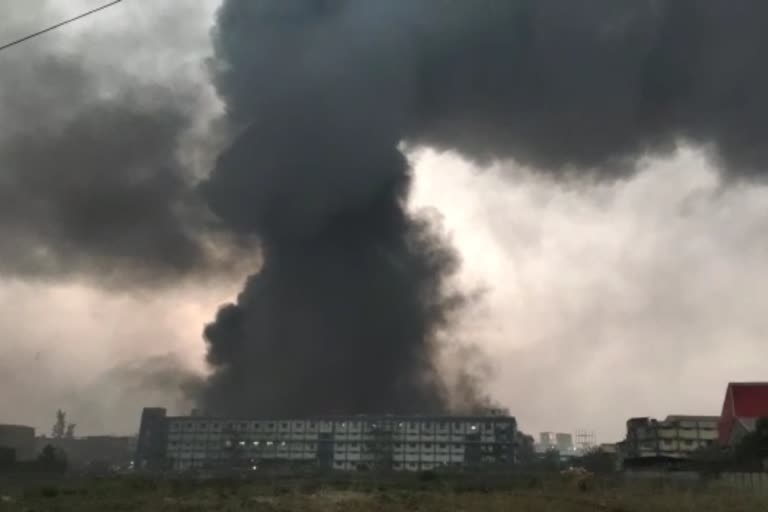 Fire breaks out at a factory