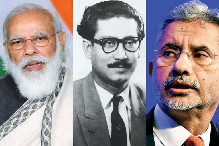 Prime Minister Narendra Modi ,  former President of Bangladesh Sheikh Mujibur Rehman and External Affairs Dr S Jaishankar