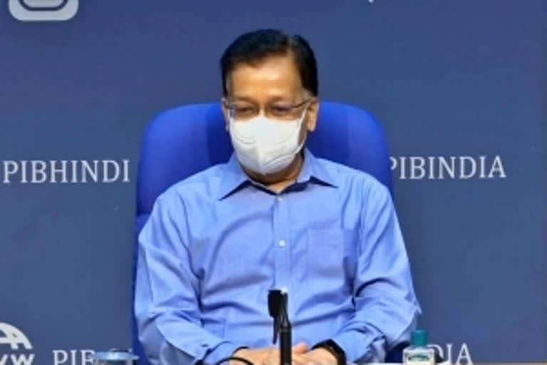 Union Health Secretary Rajesh Bhushan addressing a press conference