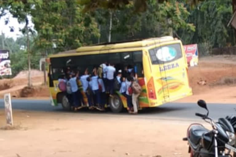 Photo of students Dangerous travel in a private bus goes viral