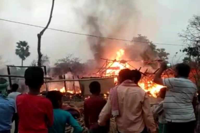 six tribal families houses caught fire