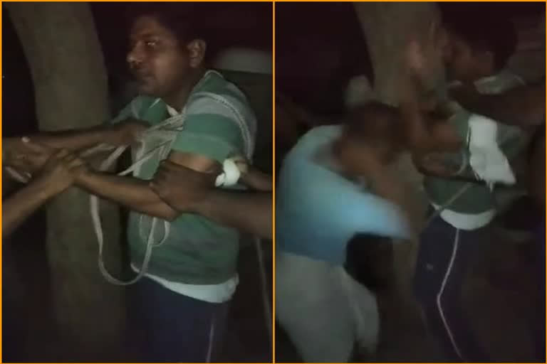 people beaten police constable  police constable  churu news  rajasthan news  police constable video viral  ಪೊಲೀಸ್​ ಕಾನ್ಸ್​ಟೇಬಲ್​ಗೆ ಹಿಗ್ಗಾ ಮುಗ್ಗಾ ಥಳಿಸಿದ ಗ್ರಾಮಸ್ಥರು  ರಾಜಸ್ಥಾನದಲ್ಲಿ ಪೊಲೀಸ್​ ಕಾನ್ಸ್​ಟೇಬಲ್​ಗೆ ಹಿಗ್ಗಾ ಮುಗ್ಗಾ ಥಳಿಸಿದ ಗ್ರಾಮಸ್ಥರು  ಪೊಲೀಸ್​ ಕಾನ್ಸ್​ಟೇಬಲ್​ಗೆ ಹಿಗ್ಗಾ ಮುಗ್ಗಾ ಥಳಿಸಿದ ಗ್ರಾಮಸ್ಥರು ಸುದ್ದಿ