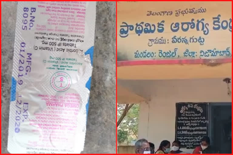 Expiry date medicines distributed at veeranna gutta nizamabad