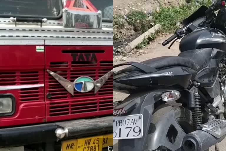 truck and bike accident in panchkula