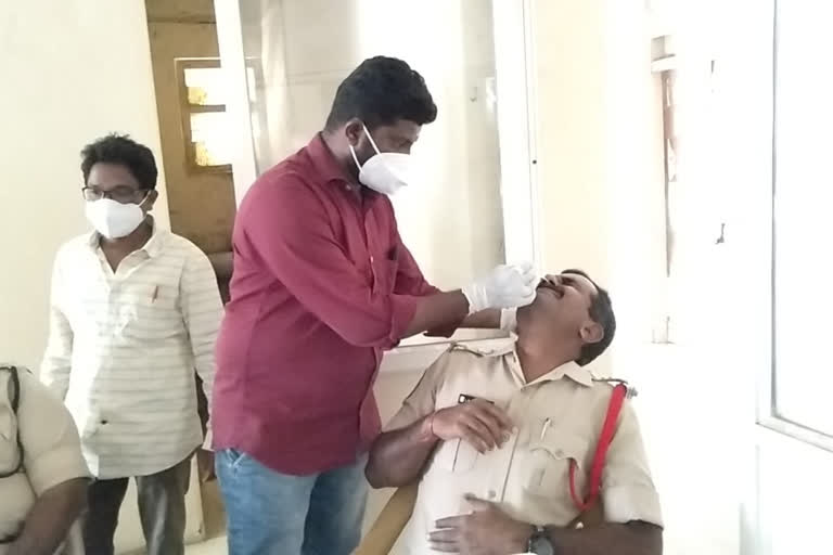 ACP Mahender underwent corona tests at Husnabad Government Hospital