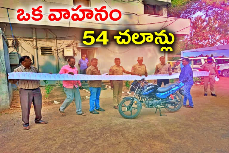 54 e-challans for a vehicle in karimnagar