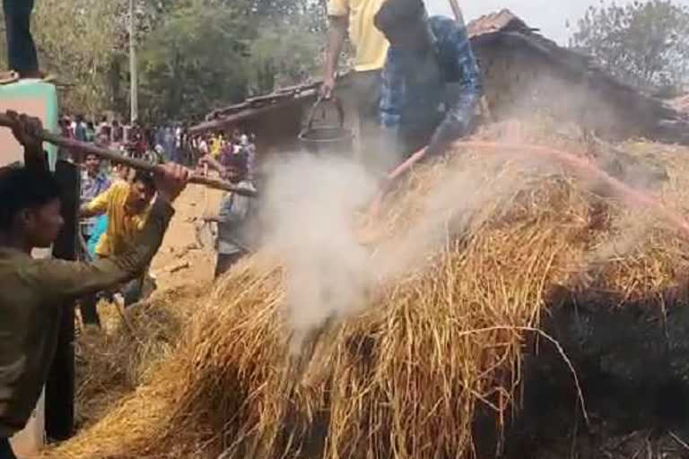 straw store caught fire in chaibasa