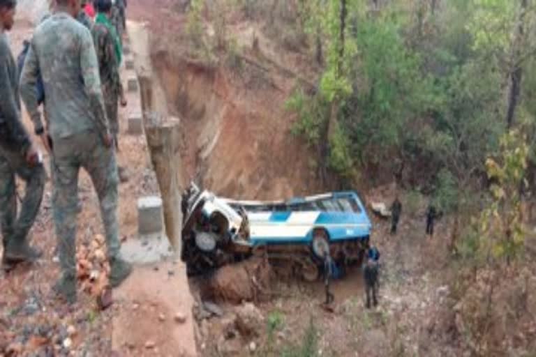 Three security personnel killed and several injured  as naxals blow up a bus in Chhattisgarh's Narayanpur district: police