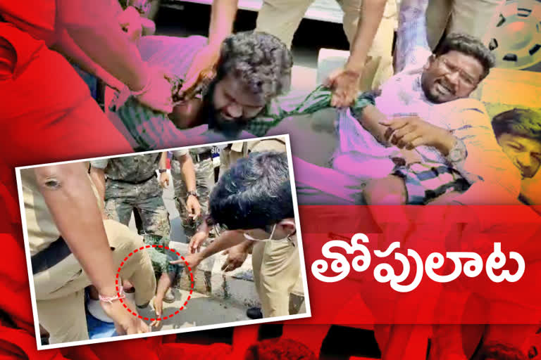 Police kick the student with shoe in hanamkonda, warangal district